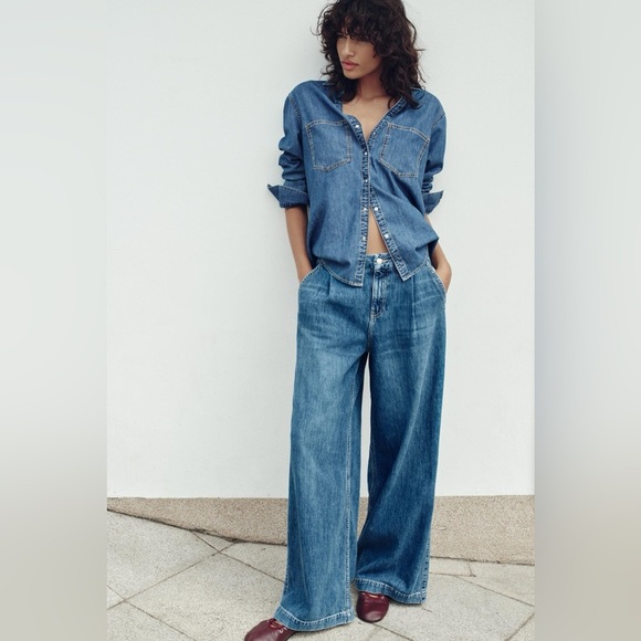 NWT ZARA MID-RISE Z1975 WIDE LEG JEANS 28 (US 6) - Picture 3 of 6